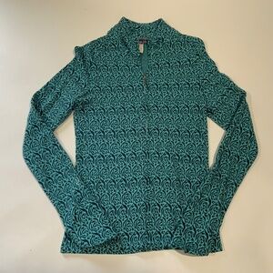 Women’s Ibex Sz S Teal Print Full Zip Jacket